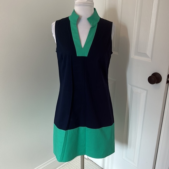 Sail to Sable Colorblock Shift Dress Navy/Kelly Green - Picture 3 of 8